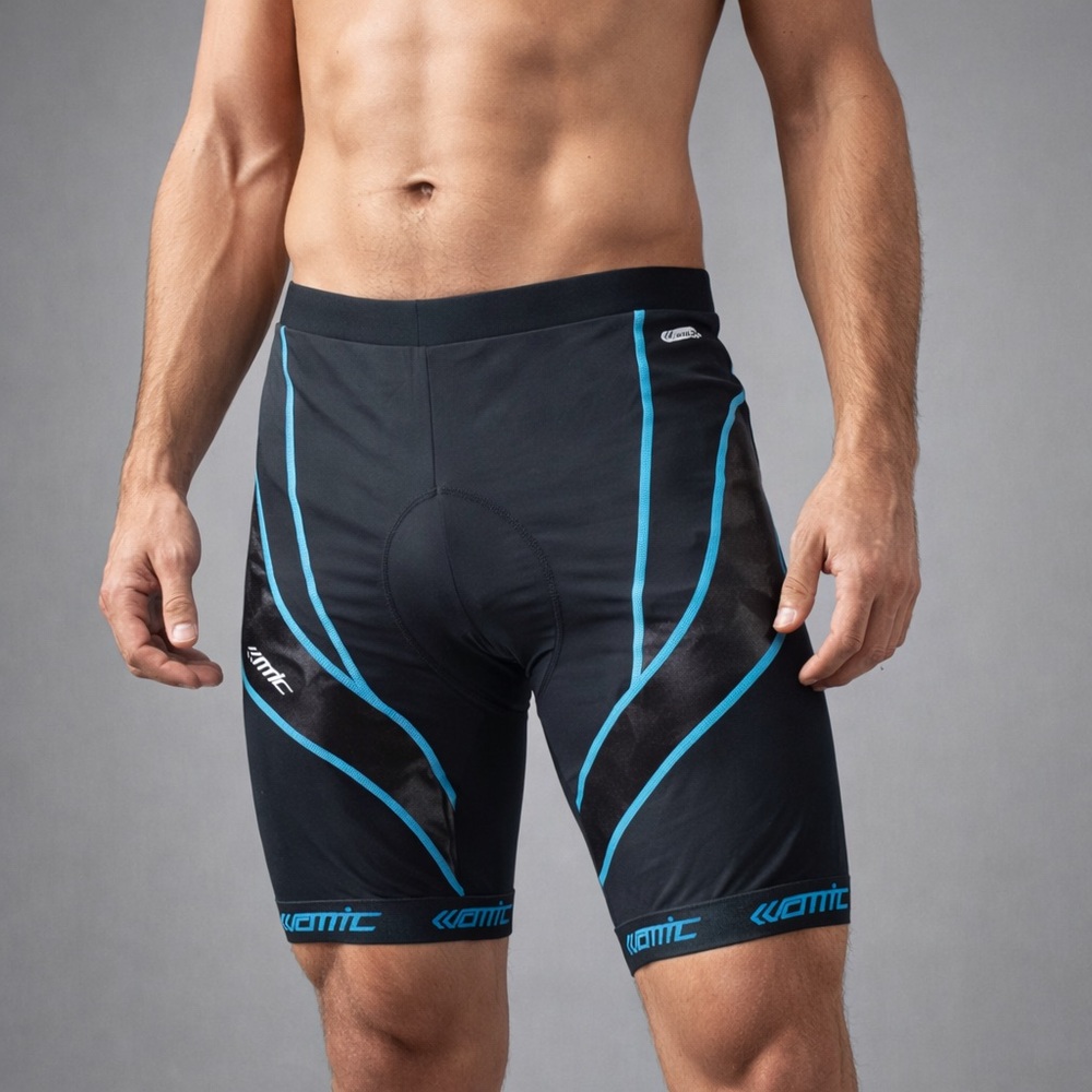 Santic‎ Cycling Shorts Mens XL Black Blue Padded Bicycle Riding Power Dry NWT